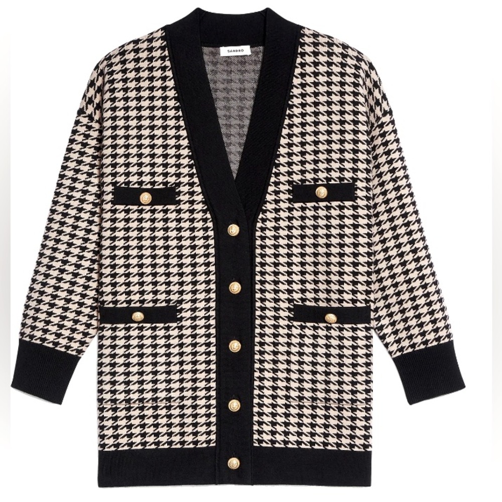 SANDRO houndstooth “coatigan”